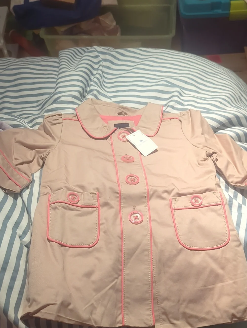 Beige Coat with Pink Trim (18-24mo)